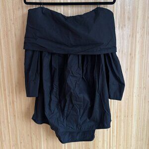 Lemaire Cotton Poplin Black Off-Shoulder Top size 34/XS